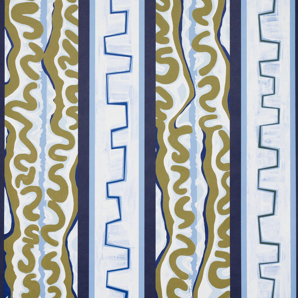 Night At The Opera wallpaper in deep blue and olive color - pattern number 5014180 - by Schumacher in the Backdrop II collection