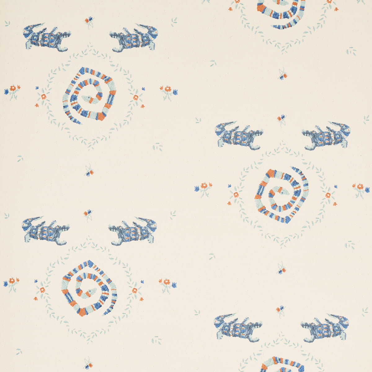 Reptilia wallpaper in warm blue color - pattern number 5014191 - by Schumacher in the Backdrop II collection