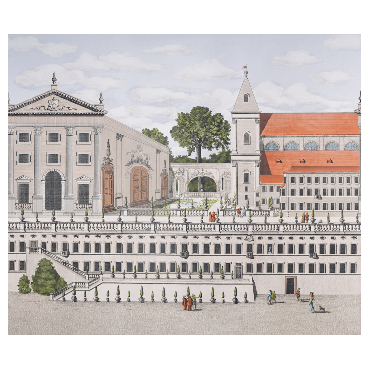 Piazza Firenze Panel Set wallpaper in document color - pattern number 5014300 - by Schumacher in the Johnson Hartig for Libertine collection