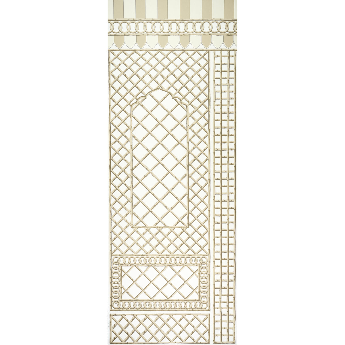 Bamboo Trellis Panel B wallpaper in neutral color - pattern number 5014402 - by Schumacher in the Marie Anne Oudejans collection
