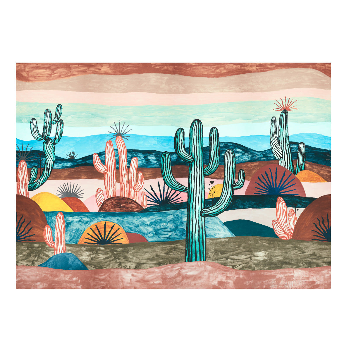 Desert Scape Panel Set wallpaper in prismatic color - pattern number 5014610 - by Schumacher in the Abel Macias collection