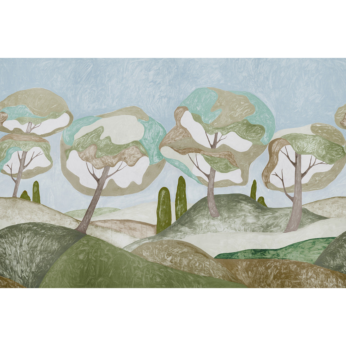 Forest Hills Panel Set wallpaper in sky color - pattern number 5014650 - by Schumacher in the Abel Macias collection