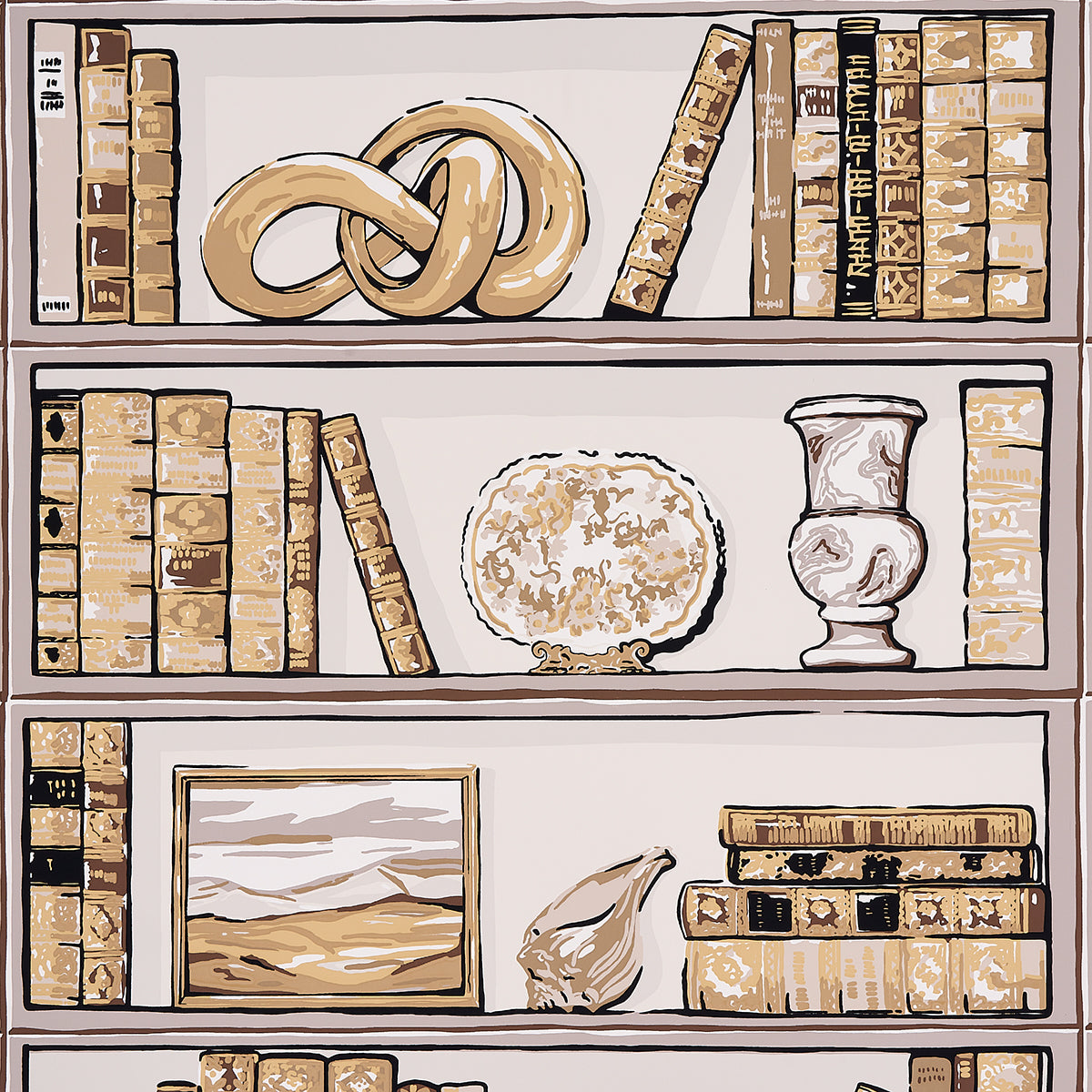 Natalies Library fabric in mocha color - pattern number 5014731 - by Schumacher in the New Old Fashioned collection