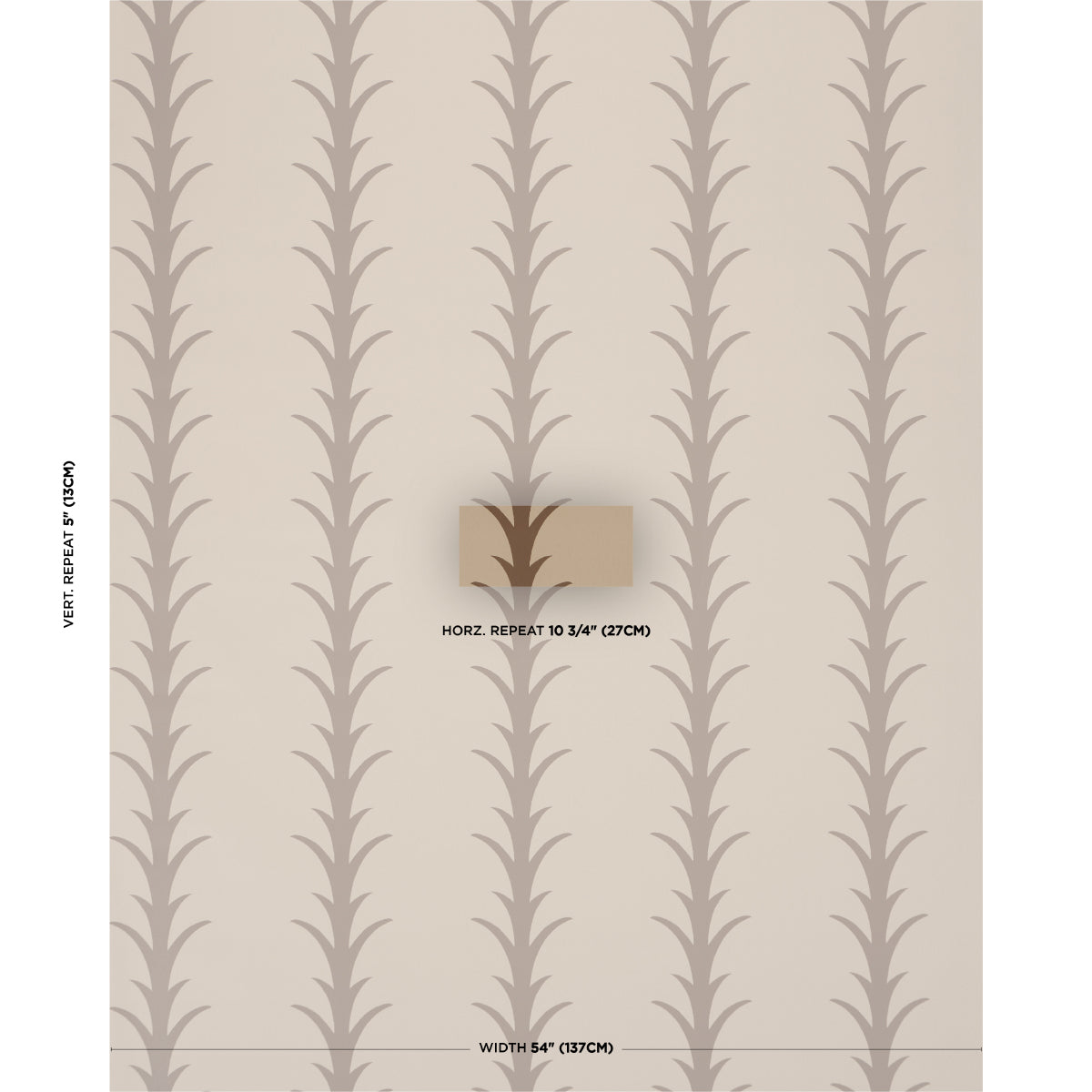Acanthus Stripe Wallpaper in brown on beige color - pattern number 5014774 - by Schumacher in the Atelier Paris collection