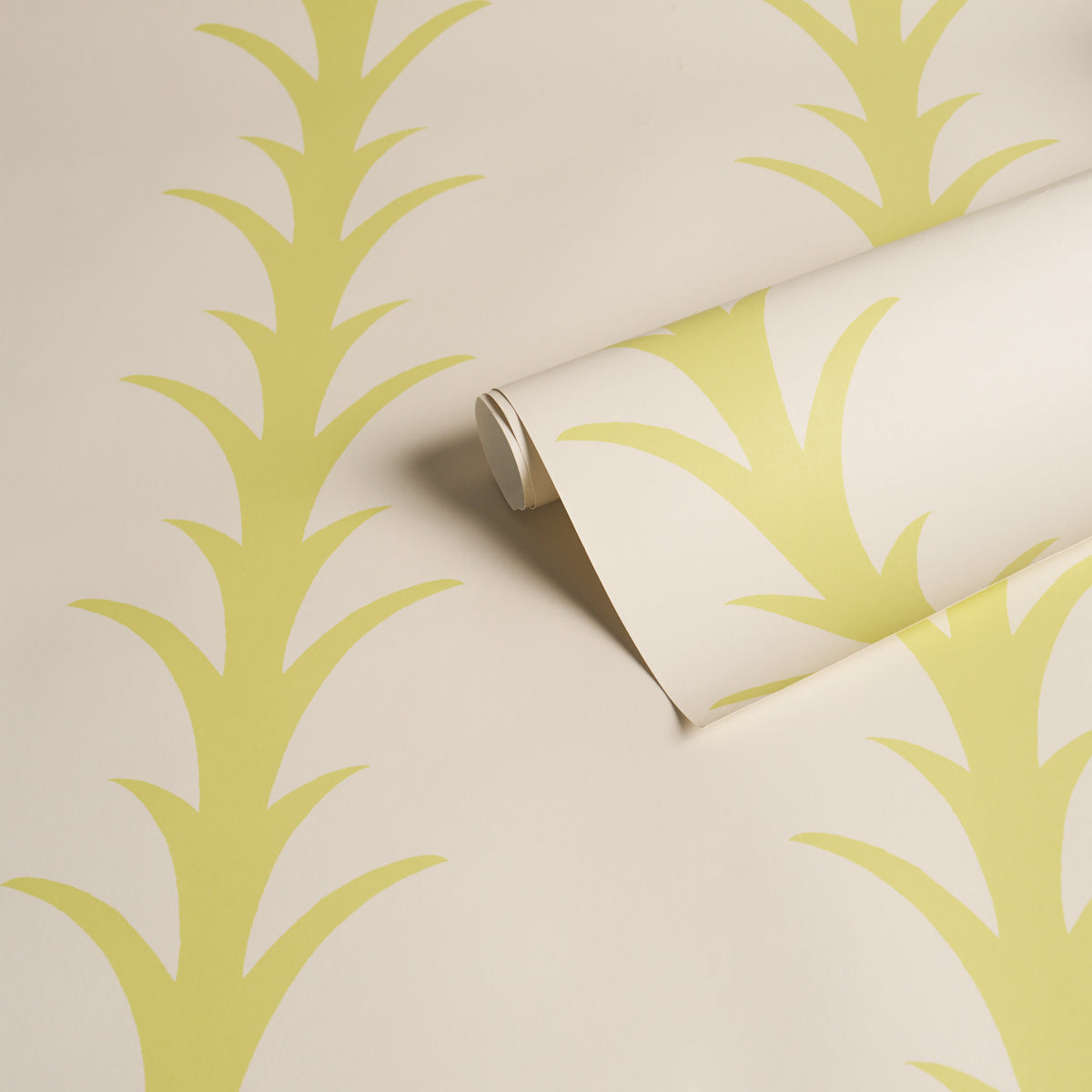 Acanthus Stripe Wallpaper in soleil on sand color - pattern number 5014775 - by Schumacher in the Atelier Paris collection