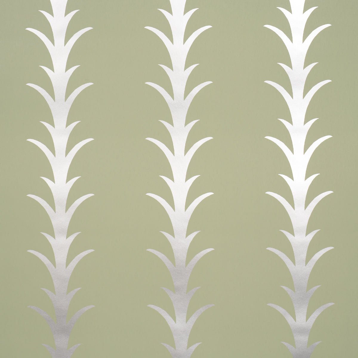 Acanthus Stripe Wallpaper in metallic on sage color - pattern number 5014776 - by Schumacher in the Atelier Paris collection
