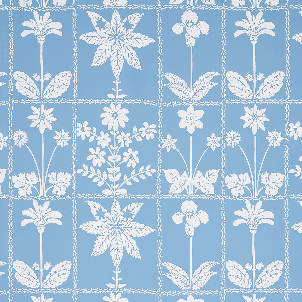 Georgia Wildflowers wallpaper in blue color - pattern number 5014820 - by Schumacher in the Folly Cove collection