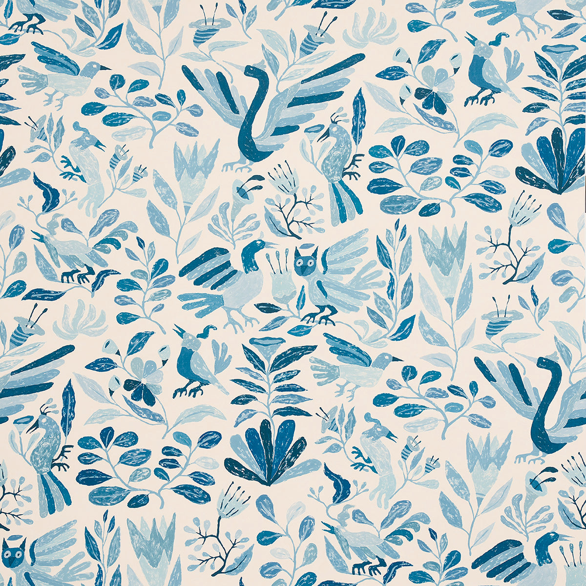 Canopy wallpaper in blue birds color - pattern number 5014830 - by Schumacher in the Abel Macias collection