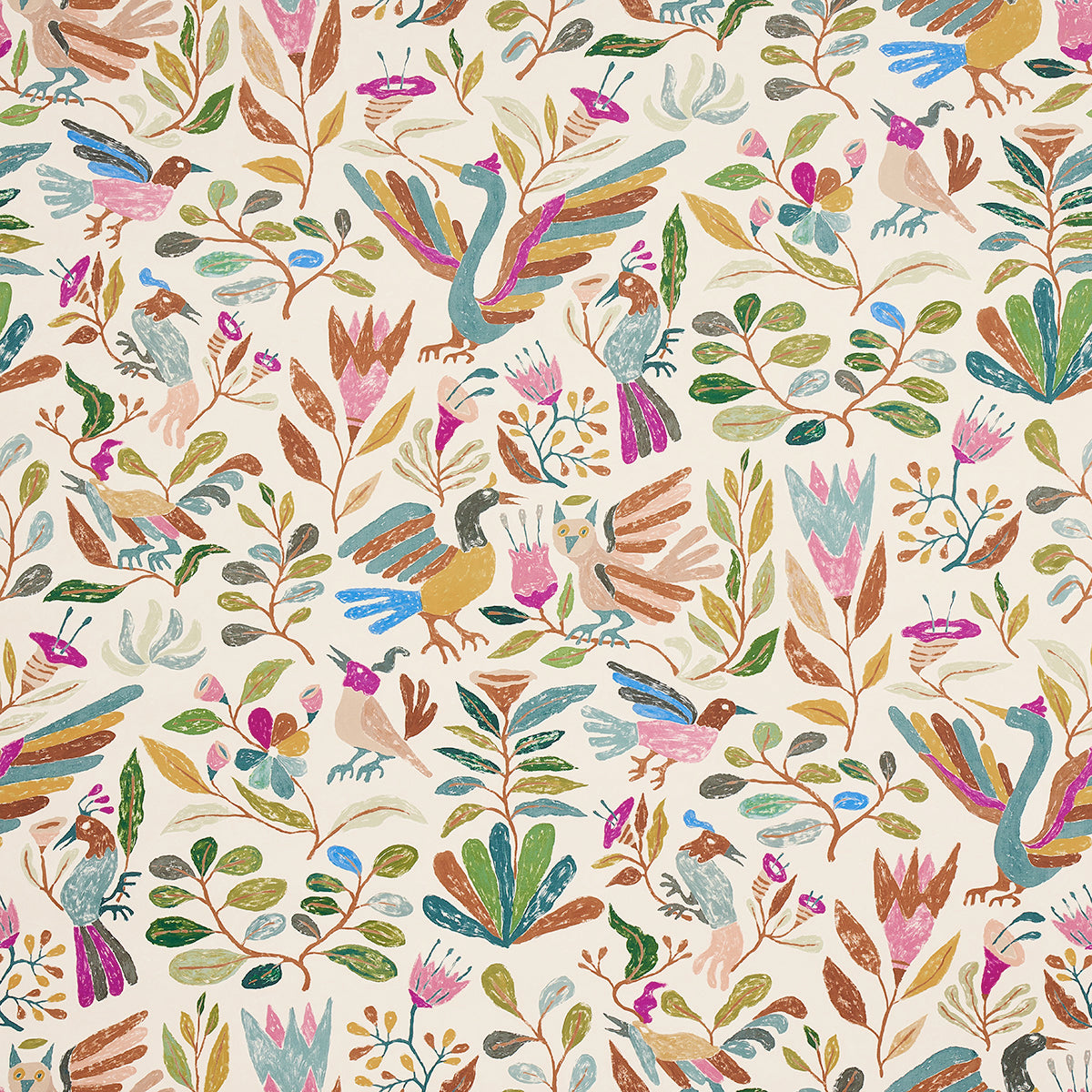 Canopy wallpaper in multi birds color - pattern number 5014831 - by Schumacher in the Abel Macias collection