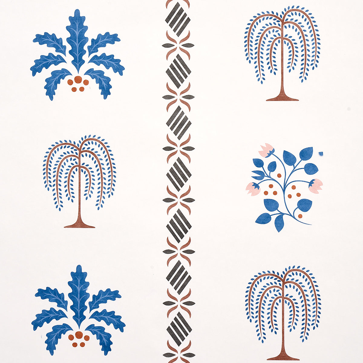 Willard House Stencil wallpaper in blue color - pattern number 5014840 - by Schumacher in the New Americana collection