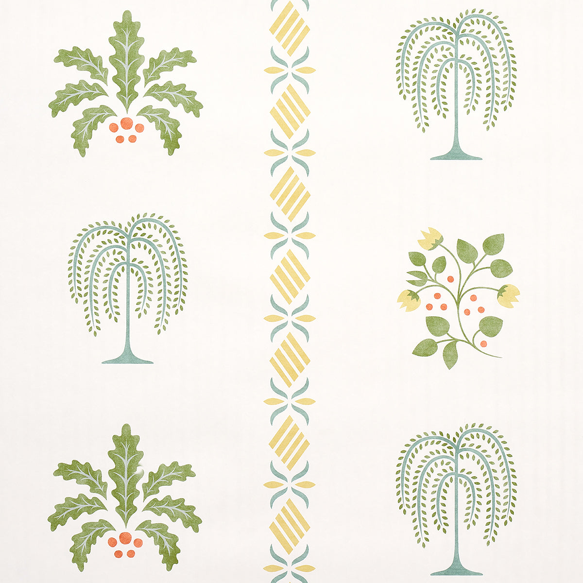 Willard House Stencil wallpaper in green color - pattern number 5014841 - by Schumacher in the New Americana collection