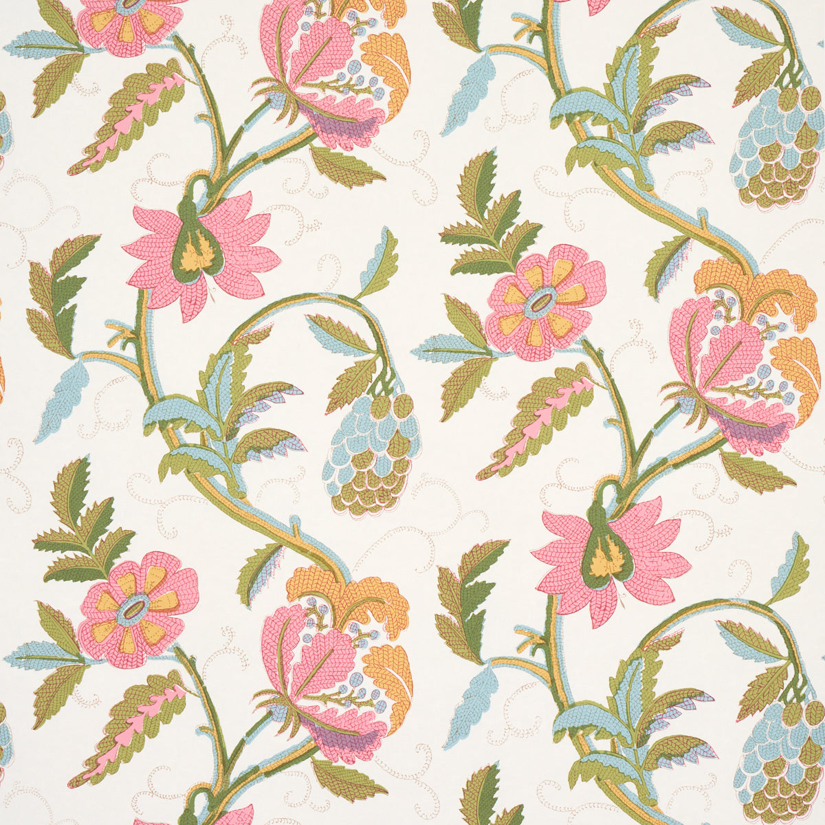 Indali wallpaper in pink and leaf color - pattern number 5014861 - by Schumacher in the Schumacher Classics collection