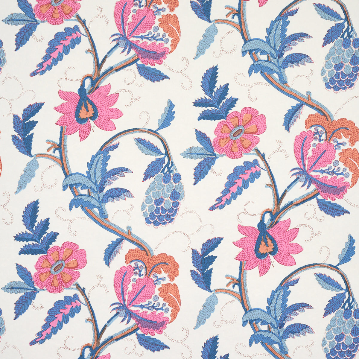 Indali wallpaper in rose and indigo color - pattern number 5014862 - by Schumacher in the Schumacher Classics collection