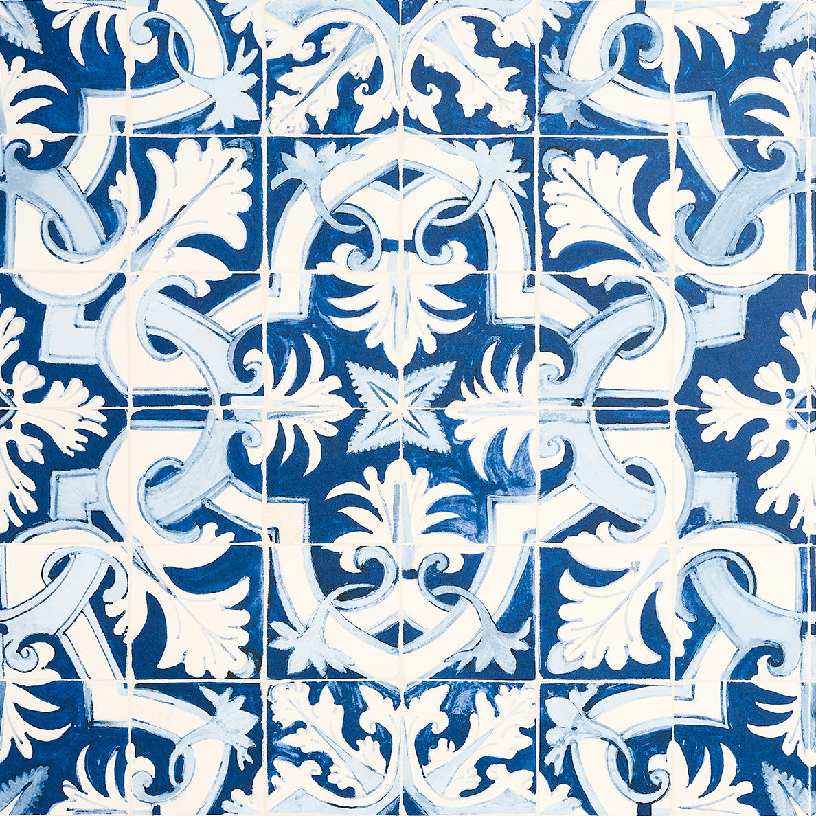 Azulejos wallpaper in azure color - pattern number 5015120 - by Schumacher in the Mary Mcdonald collection
