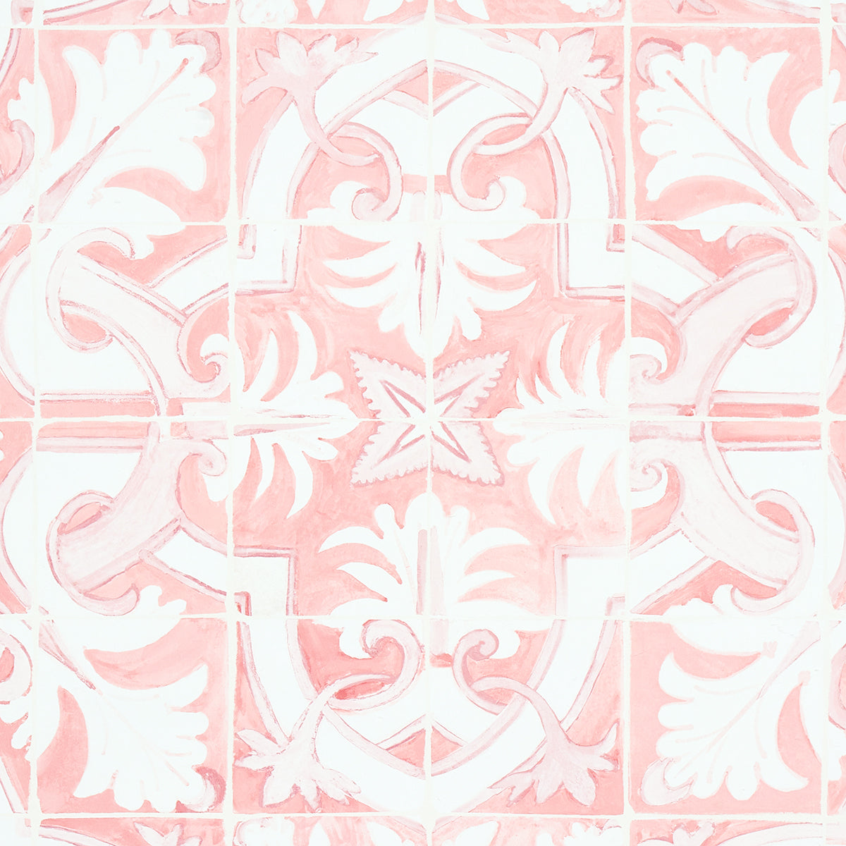 Azulejos wallpaper in pink color - pattern number 5015122 - by Schumacher in the Mary Mcdonald collection