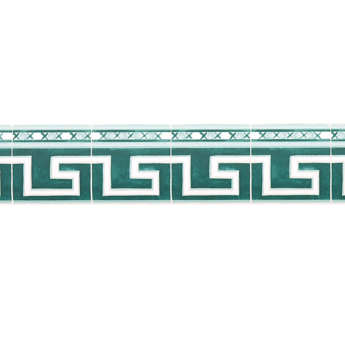 Azulejos border in emerald color - pattern number 5015131 - by Schumacher in the Mary Mcdonald collection