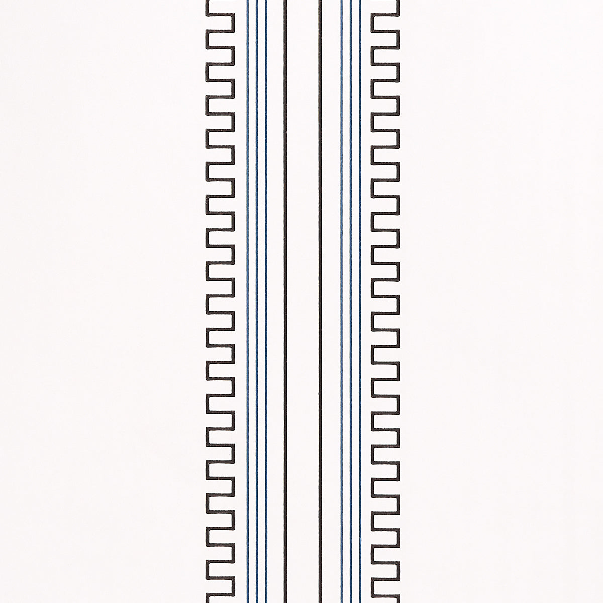 Greco Stripe wallpaper in ivory new black color - pattern number 5015143 - by Schumacher in the Mary Mcdonald collection