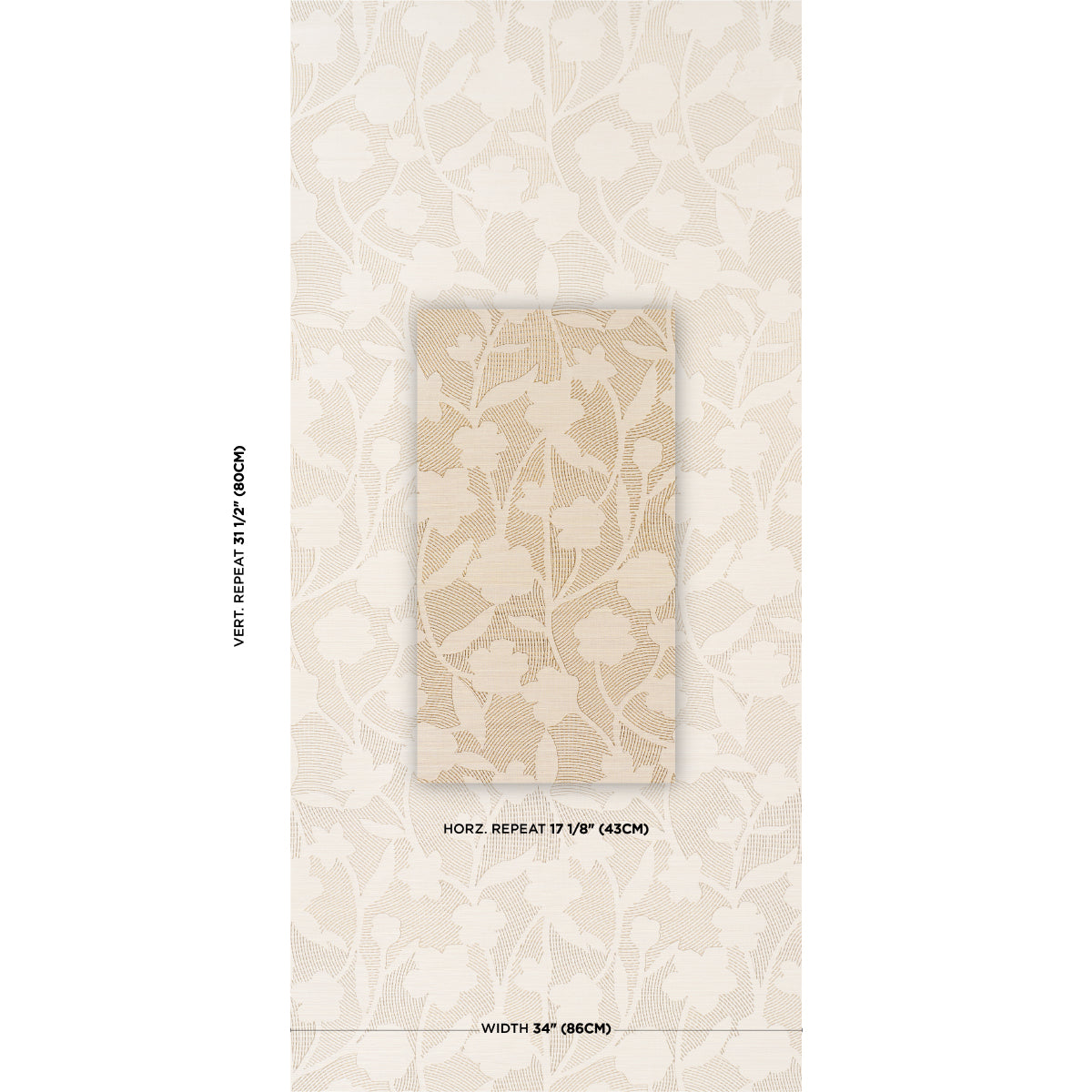 Kantha Embroidered Flower Sisal Wallpaper in neutral color - pattern number 5015181 - by Schumacher in the Novelty and Textured Wallcovering collection