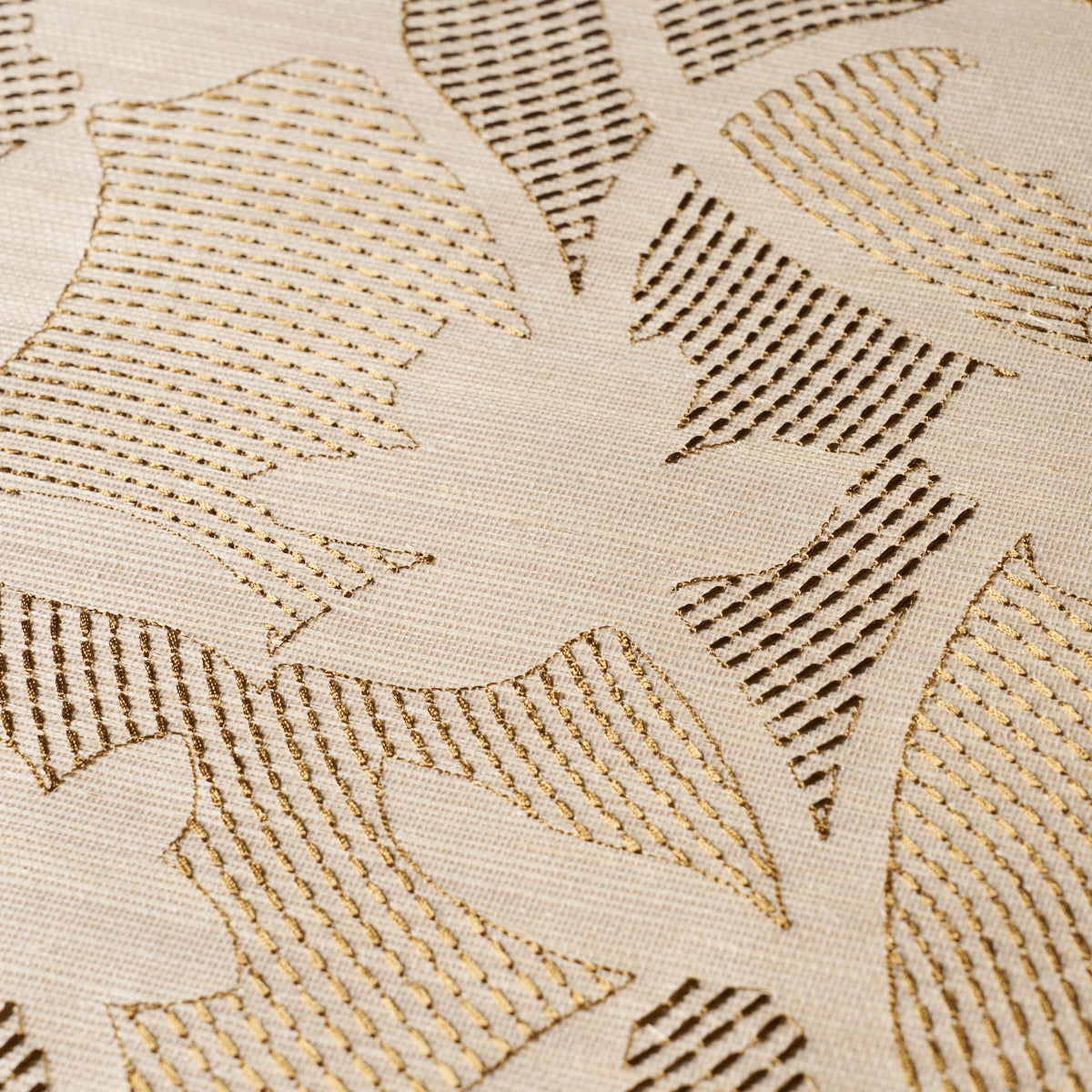 Kantha Embroidered Flower Sisal Wallpaper in neutral color - pattern number 5015181 - by Schumacher in the Novelty and Textured Wallcovering collection