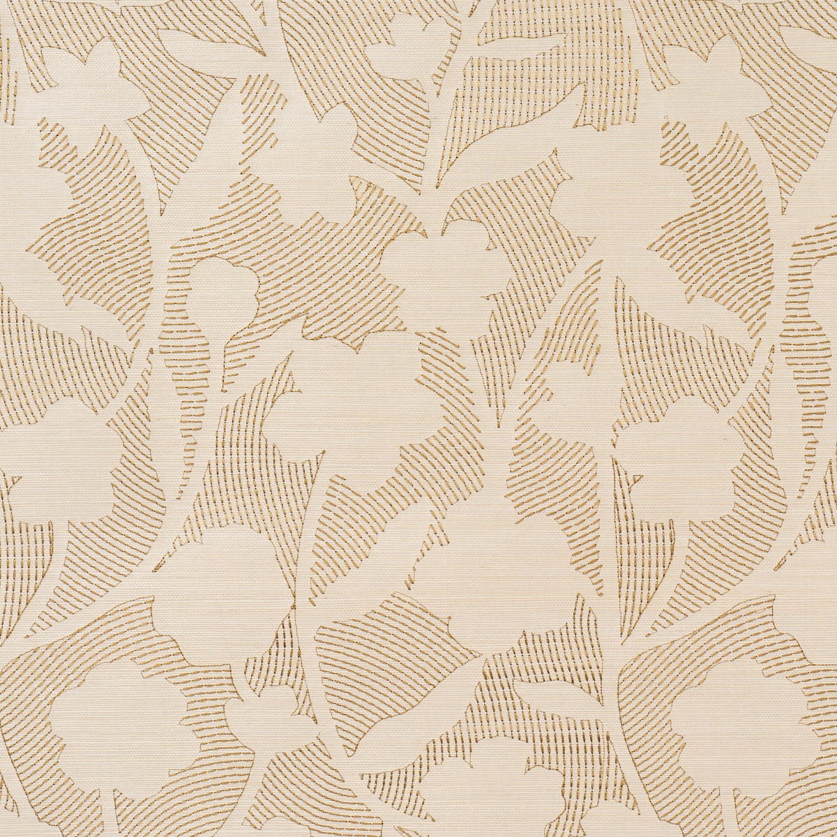 Kantha Embroidered Flower Sisal Wallpaper in neutral color - pattern number 5015181 - by Schumacher in the Novelty and Textured Wallcovering collection