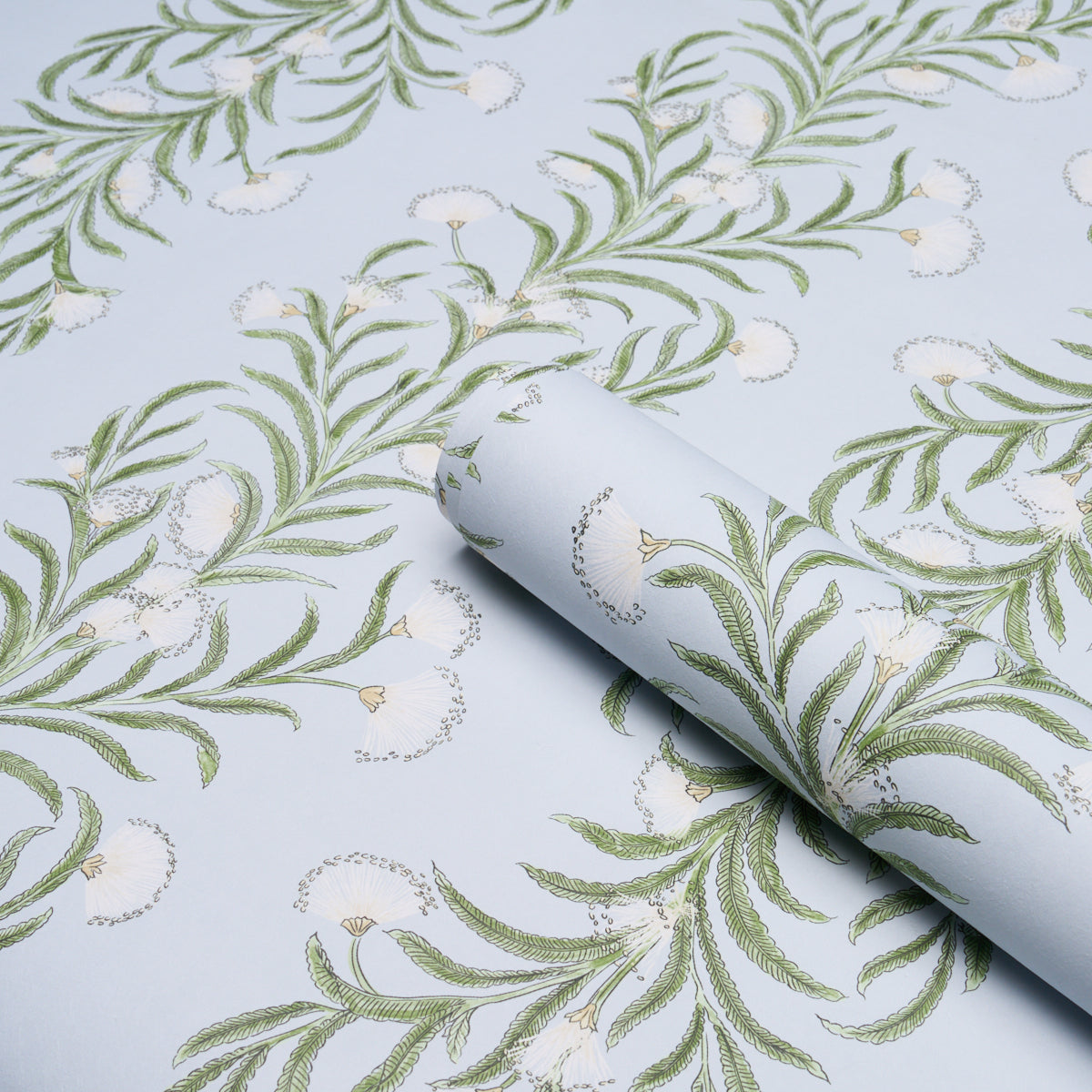 Tasmanian Mimosa Wallpaper in Sky color - pattern number 5015363 - by Schumacher in the Perennial Favorites collection