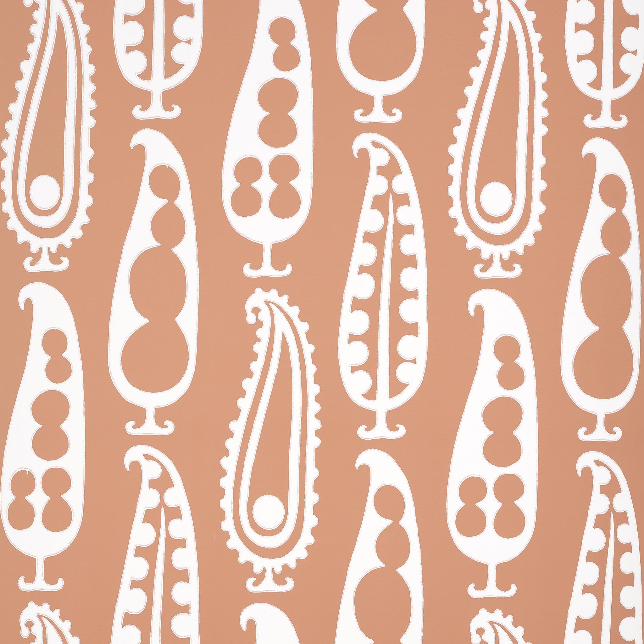 Paisley Peas wallpaper in terracotta color - pattern number 5015383 - by Schumacher in the Drusus Tabor collection
