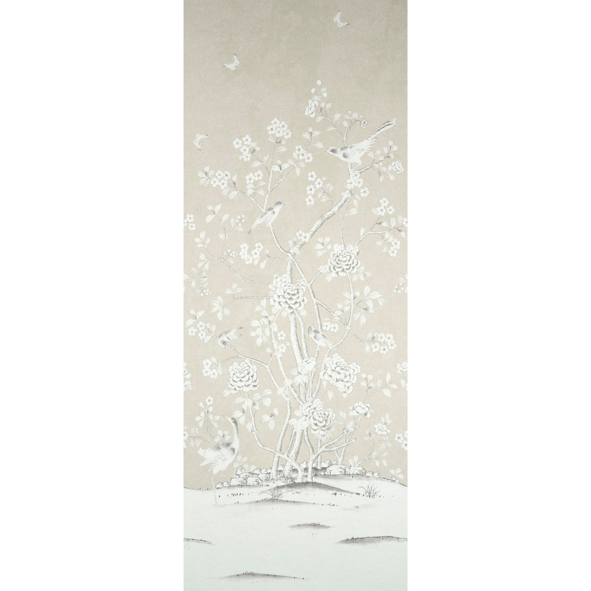 Chinois Palais Panel wallpaper in stone color - pattern number 5015440 - by Schumacher in the Panels Collection collection