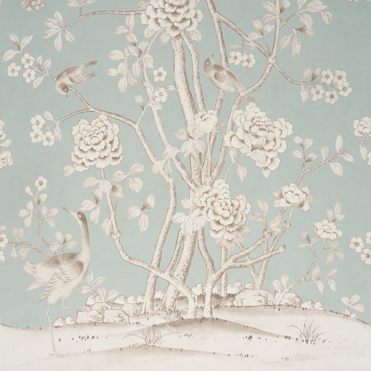 Chinois Palais Panel Wallpaper in Duck Egg color - pattern number 5015441 - by Schumacher in the Panels Collection collection