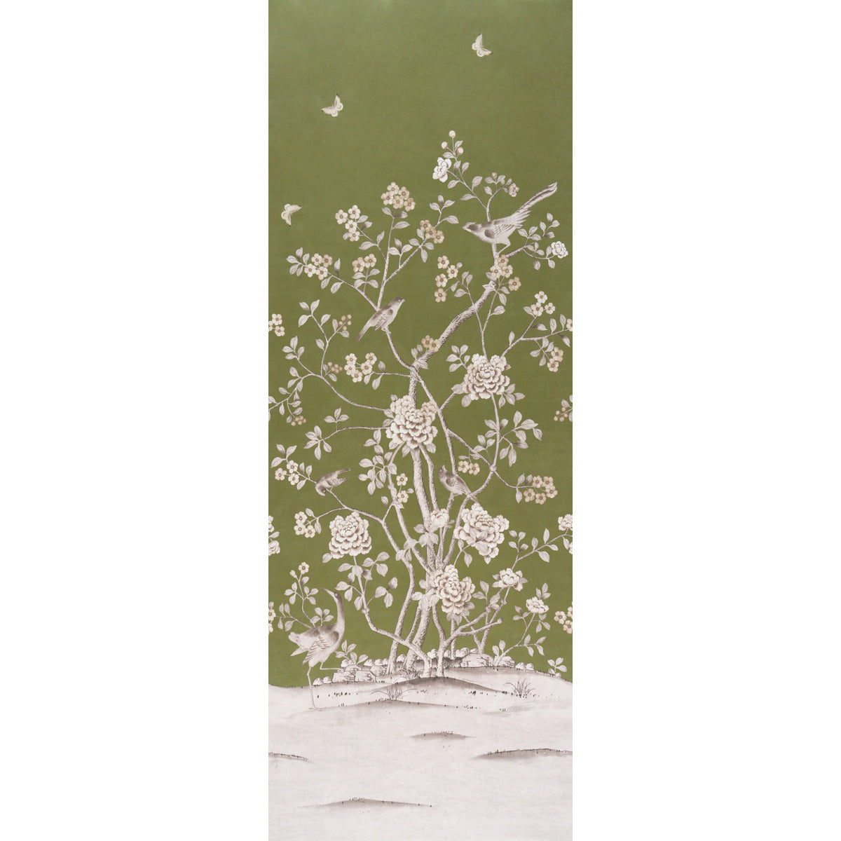 Chinois Palais Panel Wallpaper in Olive color - pattern number 5015442 - by Schumacher in the Panels Collection collection