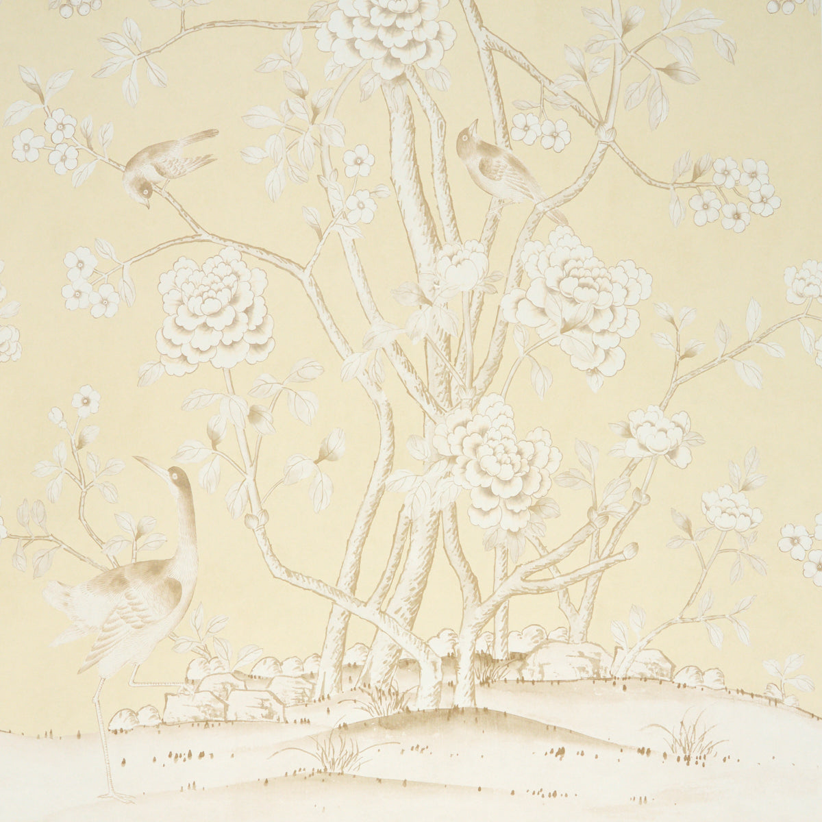 Chinois Palais Panel Wallpaper in Butter color - pattern number 5015443 - by Schumacher in the Panels Collection collection