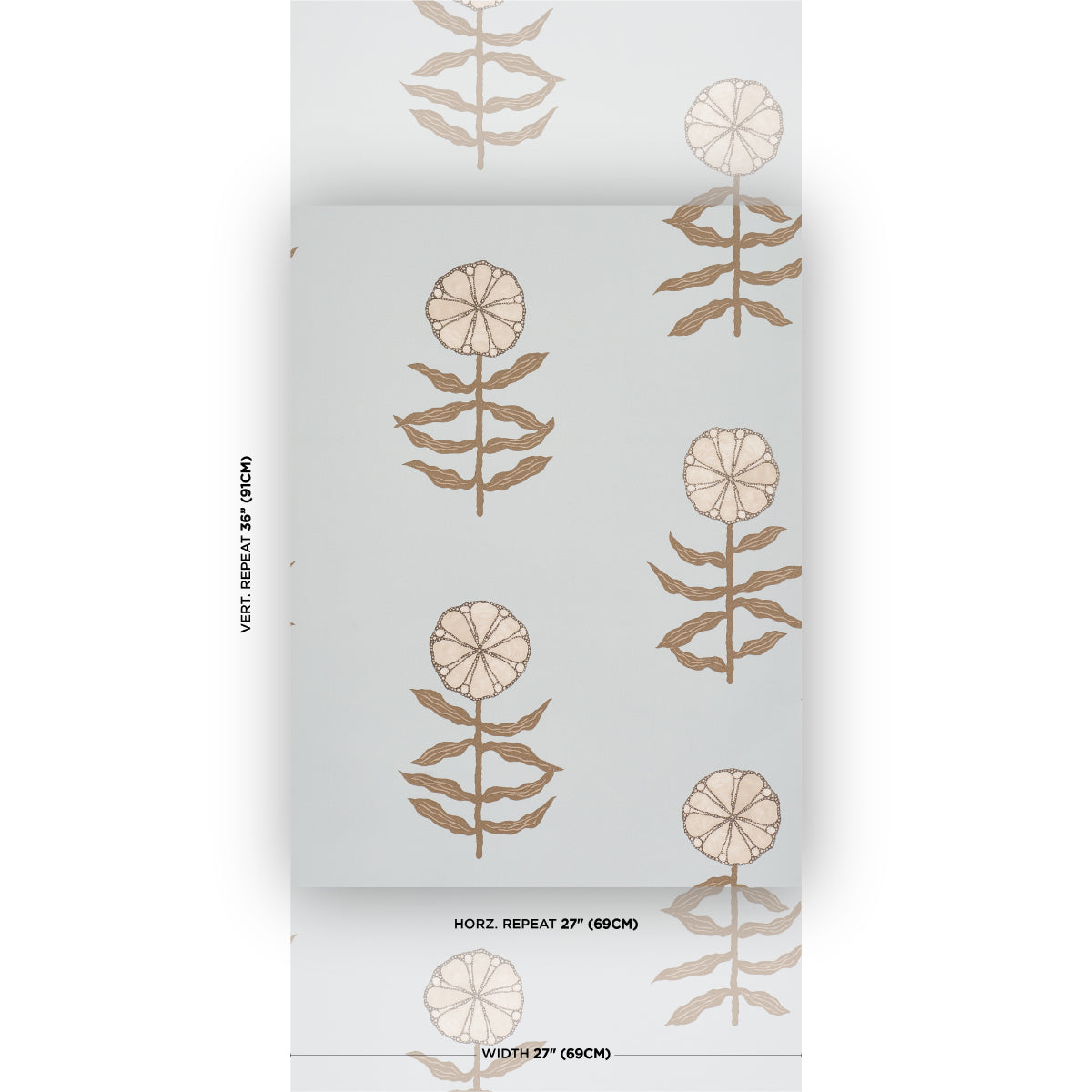 Pretty Petals Wallpaper in sky color - pattern number 5015453 - by Schumacher in the Perennial Favorites collection