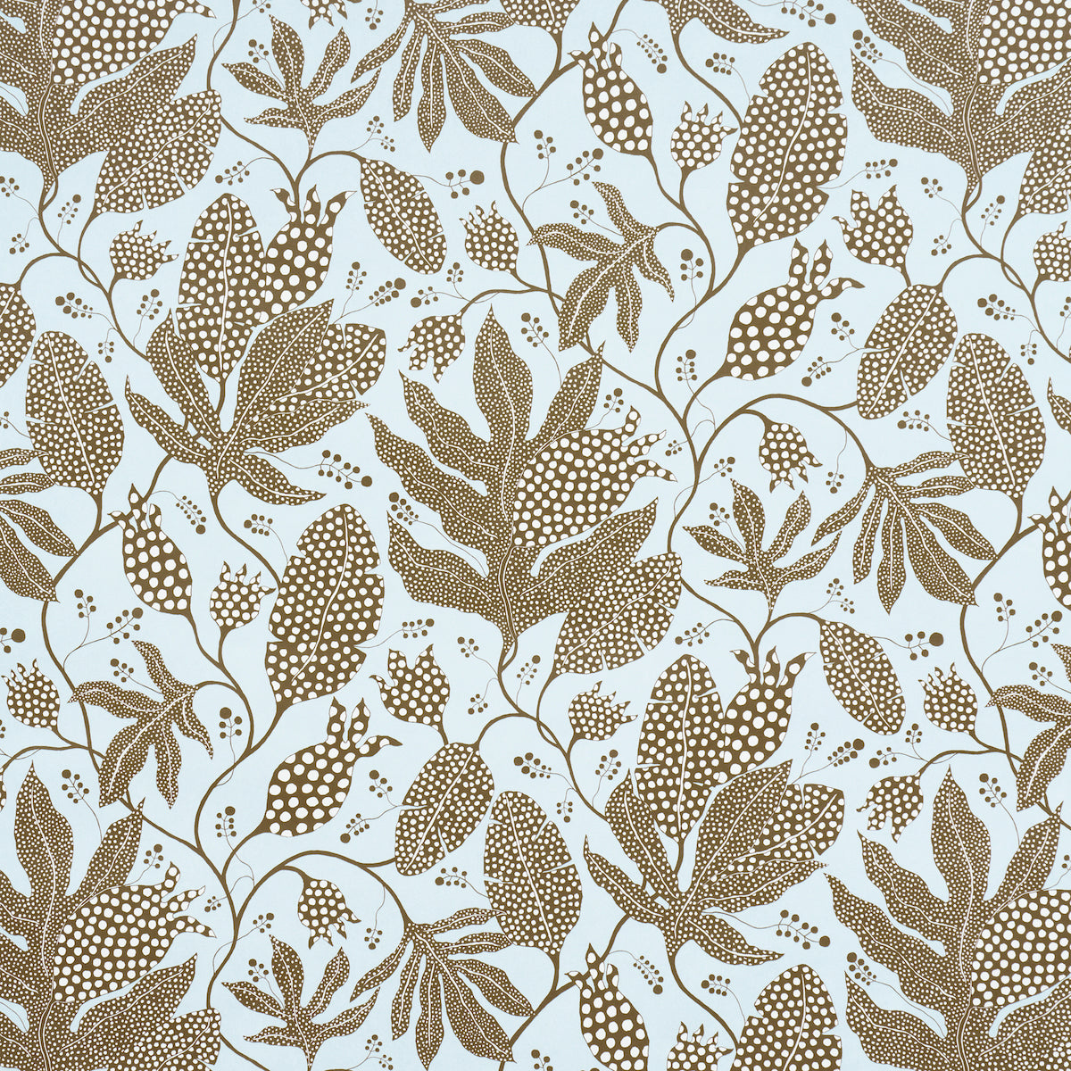 Polka Dot Jungle fabric in brown and sky color - pattern number 5015461 - by Schumacher in the Marian Mcevoy collection