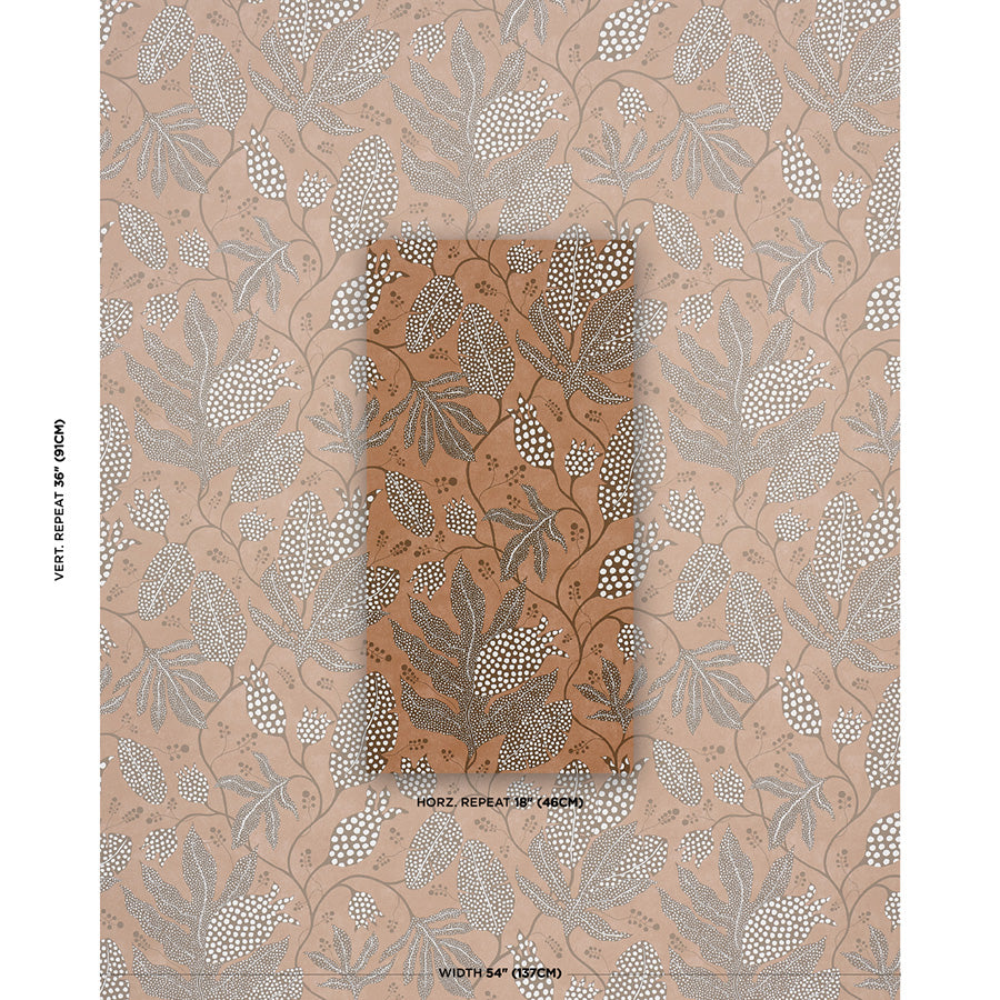 Polka Dot Jungle Wallpaper in terracotta color - pattern number 5015465 - by Schumacher in the Atelier Paris collection