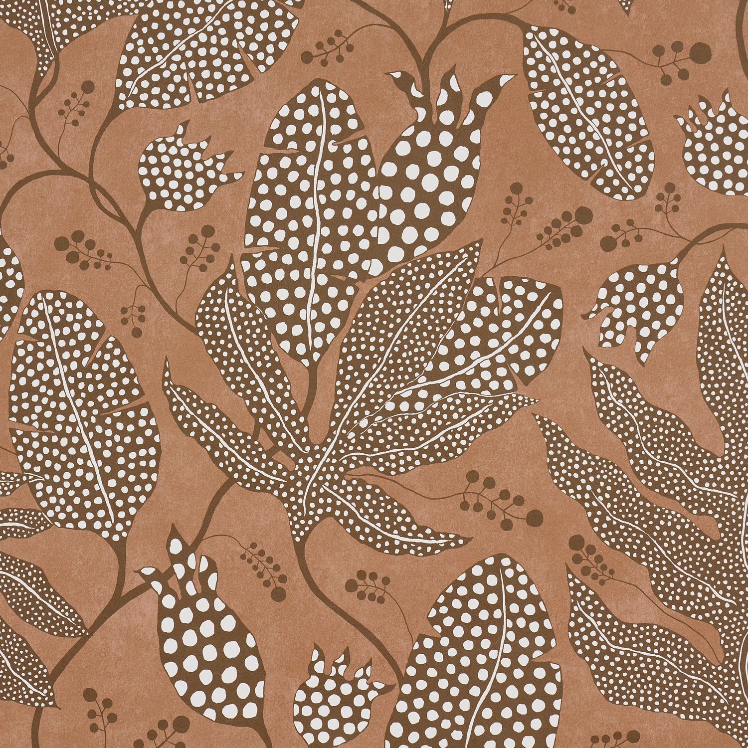 Polka Dot Jungle Wallpaper in terracotta color - pattern number 5015465 - by Schumacher in the Atelier Paris collection