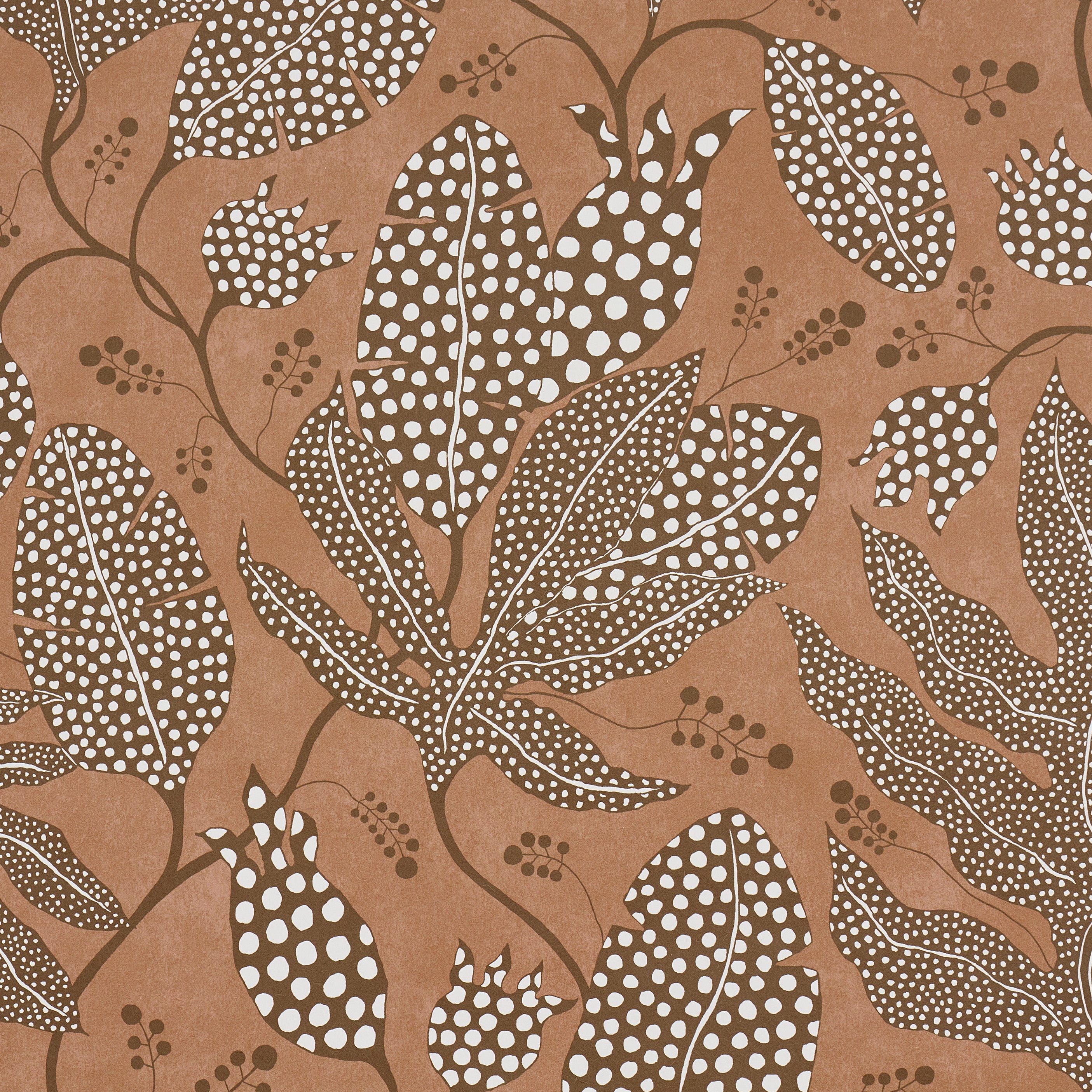 Polka Dot Jungle Wallpaper in terracotta color - pattern number 5015465 - by Schumacher in the Atelier Paris collection