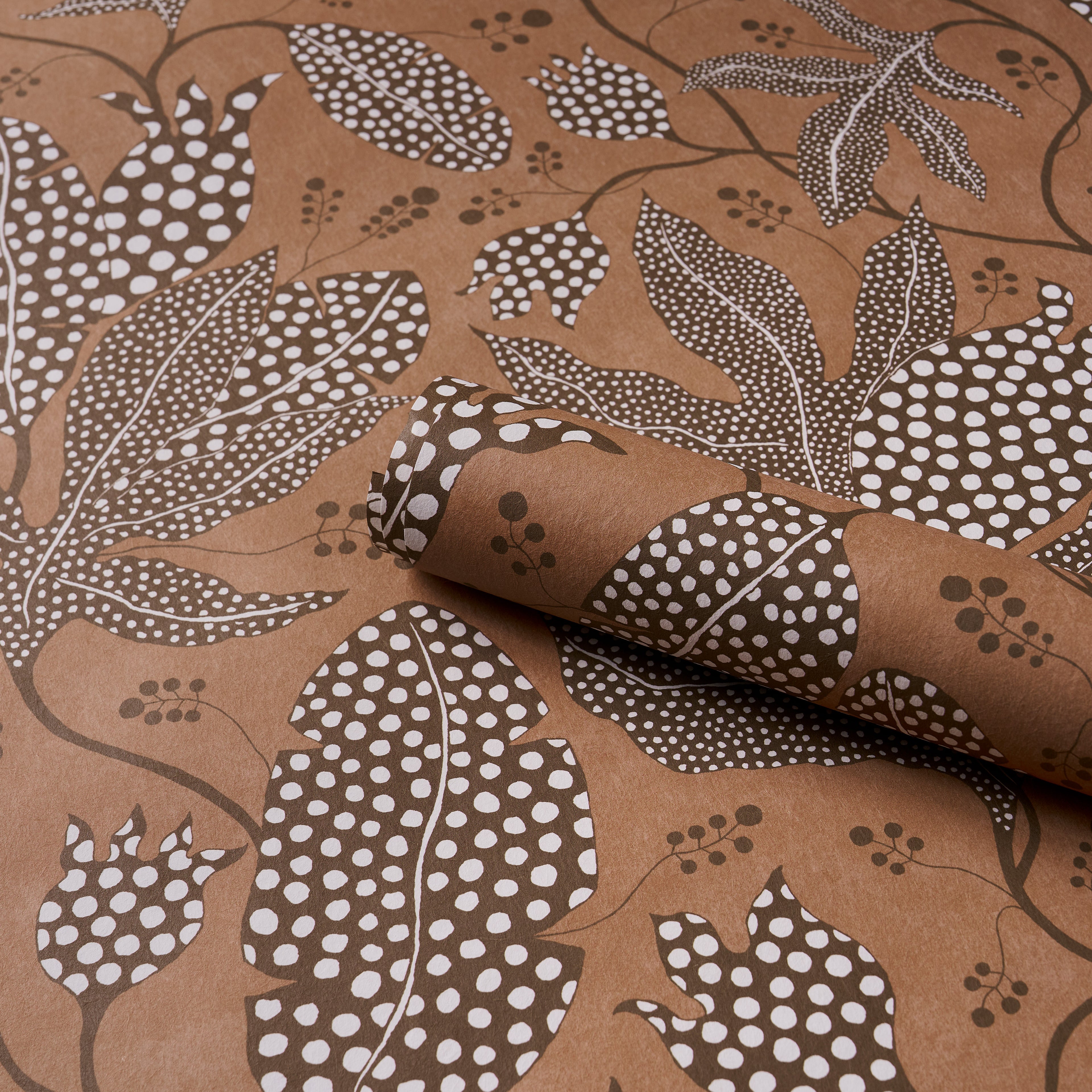 Polka Dot Jungle Wallpaper in terracotta color - pattern number 5015465 - by Schumacher in the Atelier Paris collection