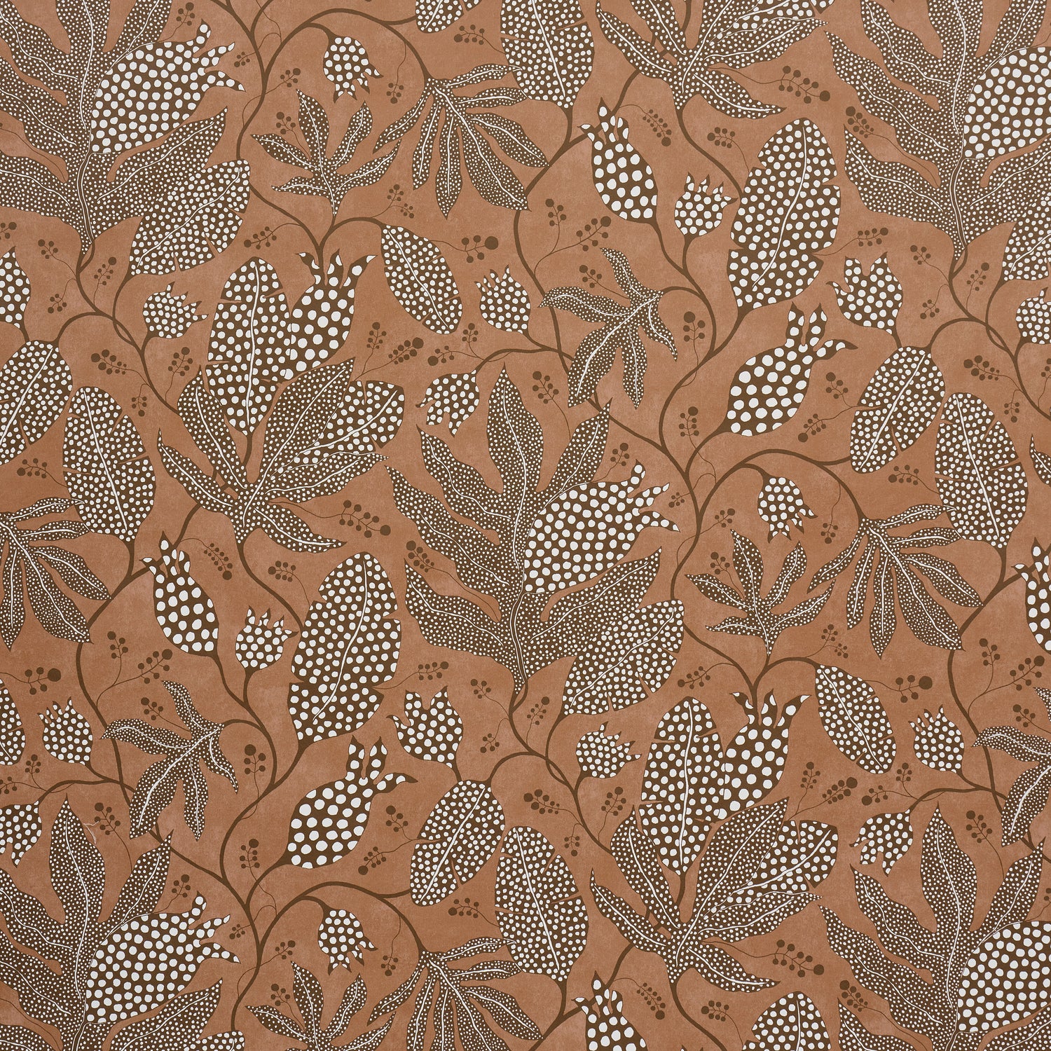 Polka Dot Jungle Wallpaper in terracotta color - pattern number 5015465 - by Schumacher in the Atelier Paris collection