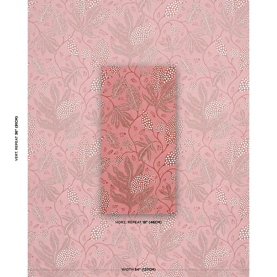 Polka Dot Jungle Wallpaper in raspberry color - pattern number 5015466 - by Schumacher in the Atelier Paris collection