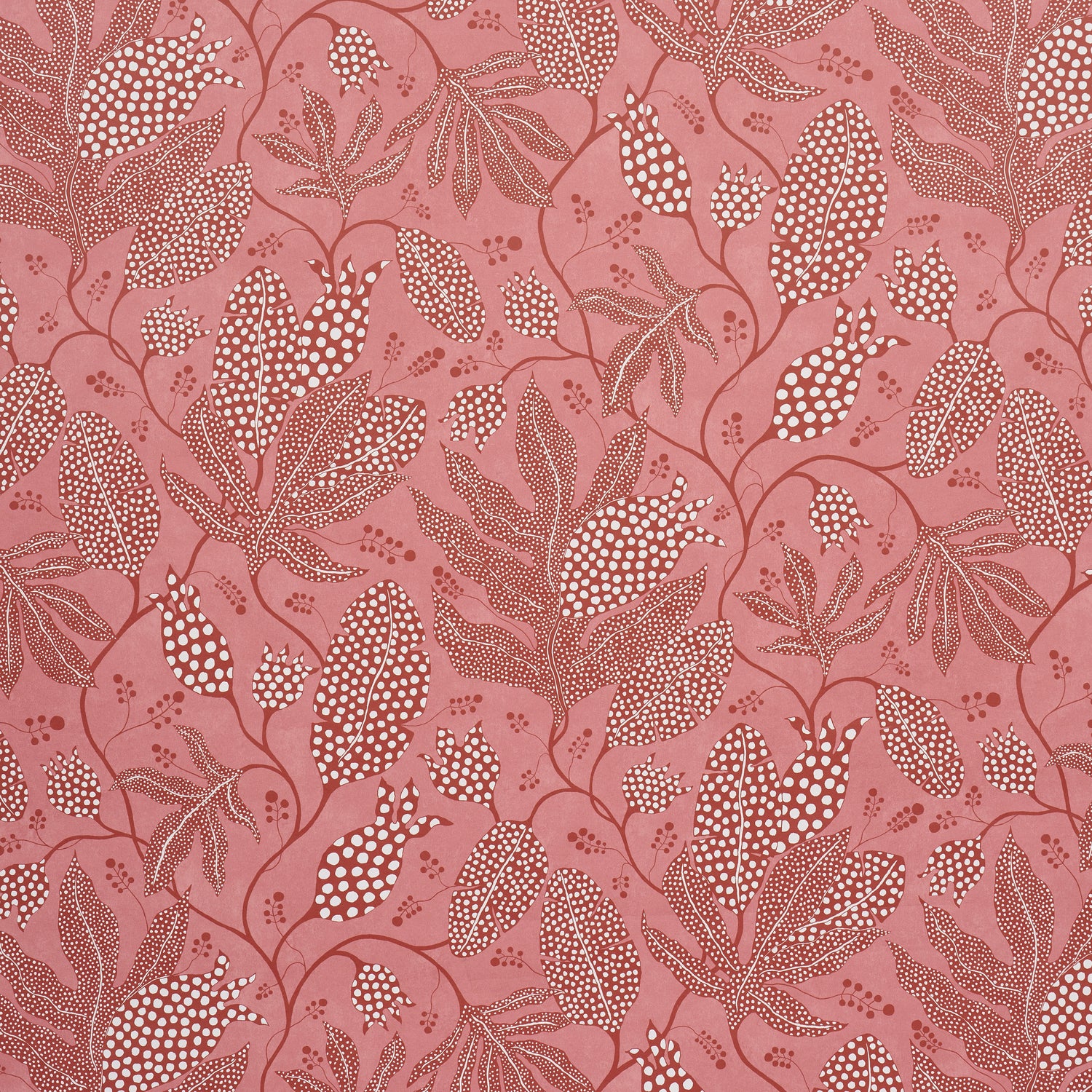 Polka Dot Jungle Wallpaper in raspberry color - pattern number 5015466 - by Schumacher in the Atelier Paris collection