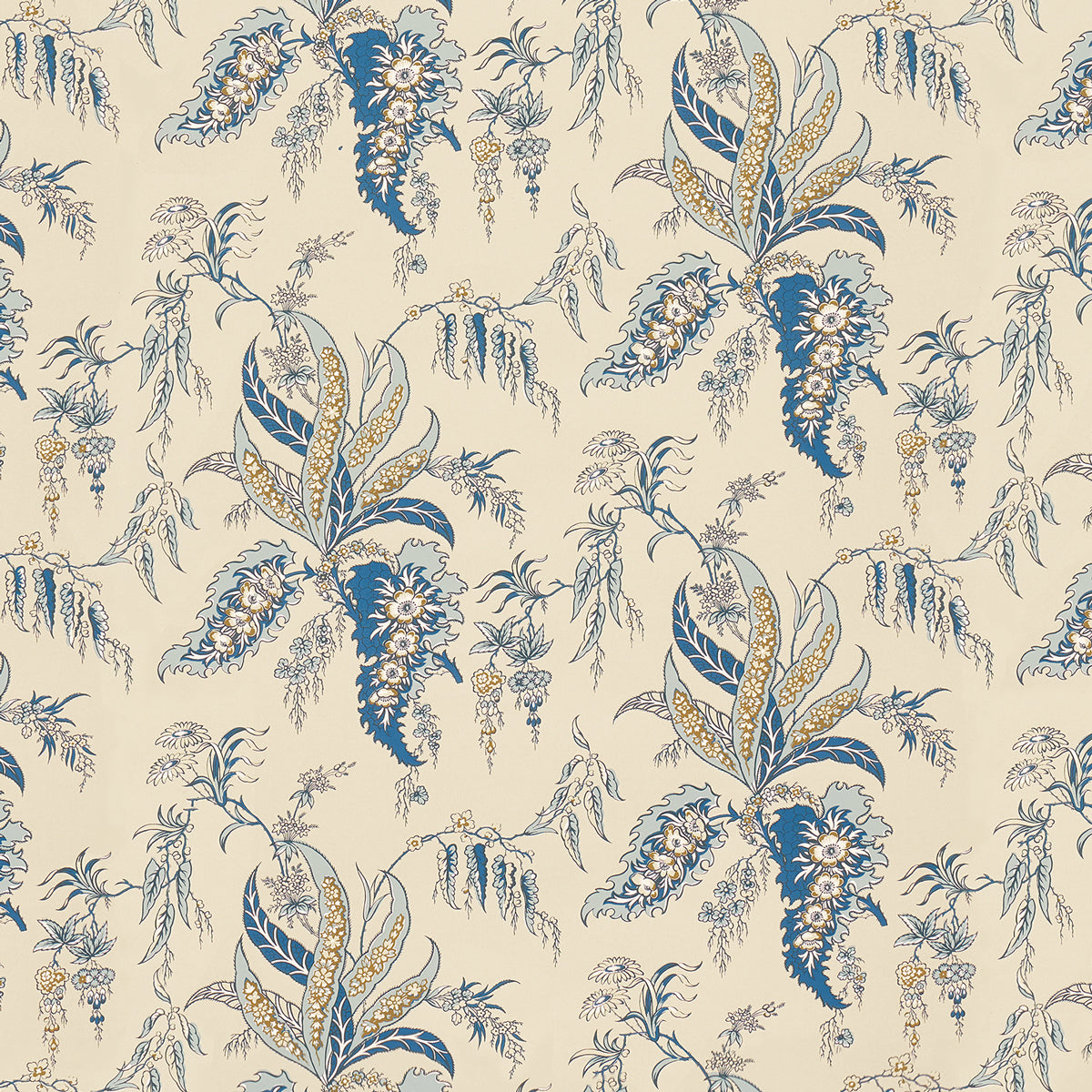 Apolline Botanical wallpaper in ciel and marine color - pattern number 5015501 - by Schumacher in the Le Max collection