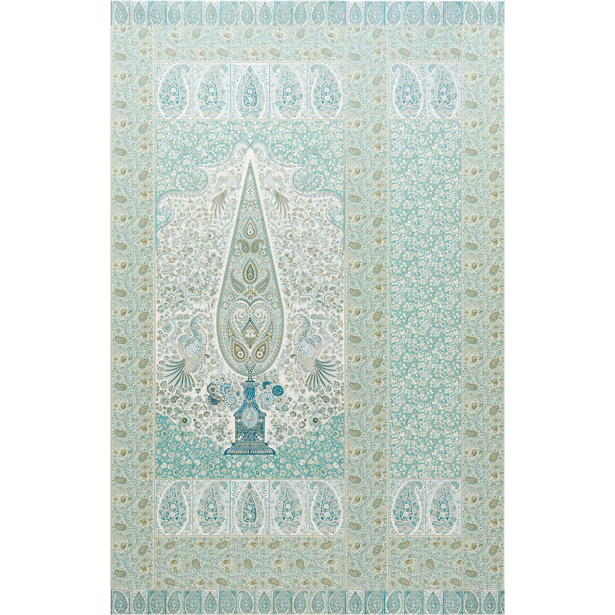 Colmery Paisley Panel Set wallpaper in peacock color - pattern number 5015510 - by Schumacher in the Le Max collection