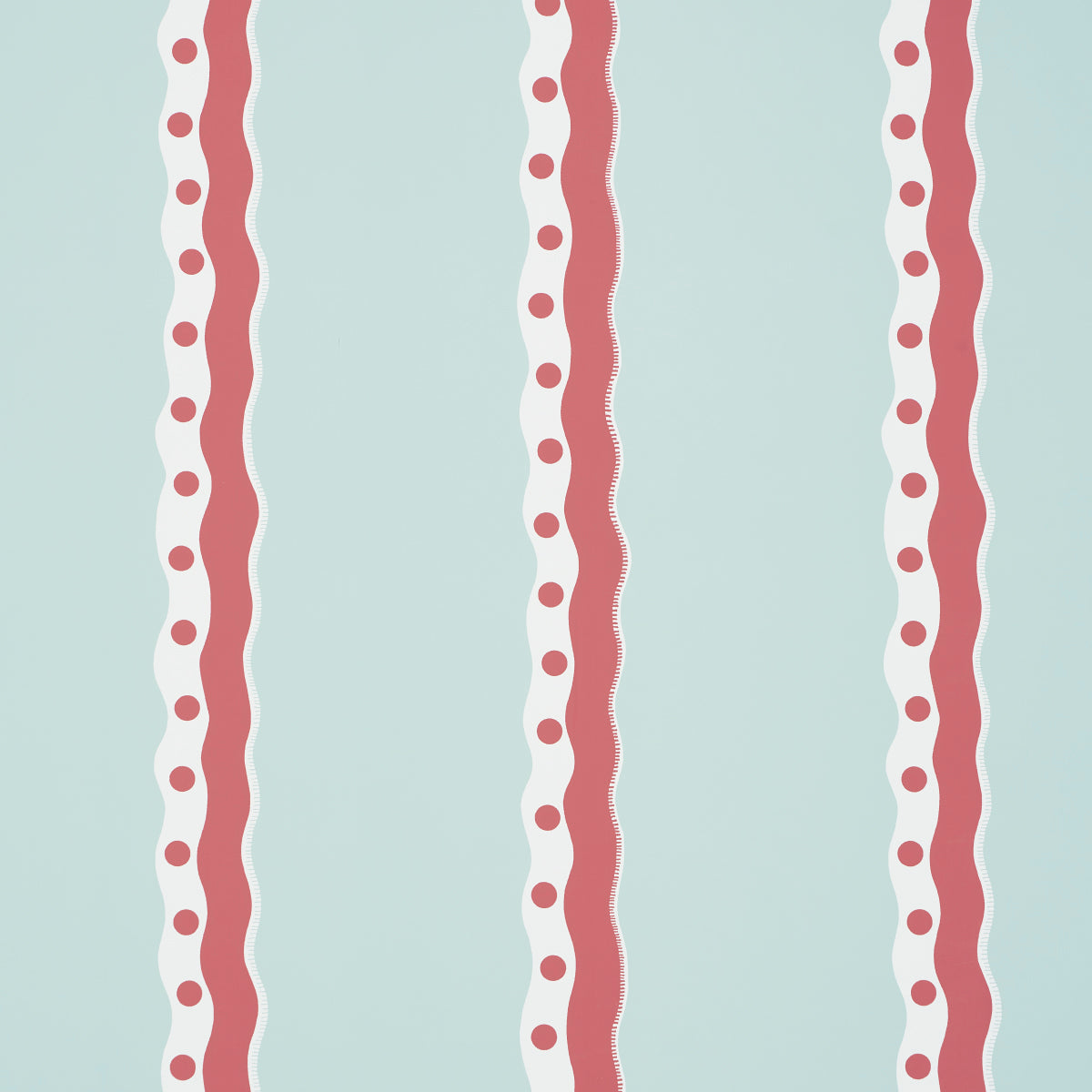 Rousseau Stripe wallpaper in rouge and sky color - pattern number 5015740 - by Schumacher in the Domino Effect collection