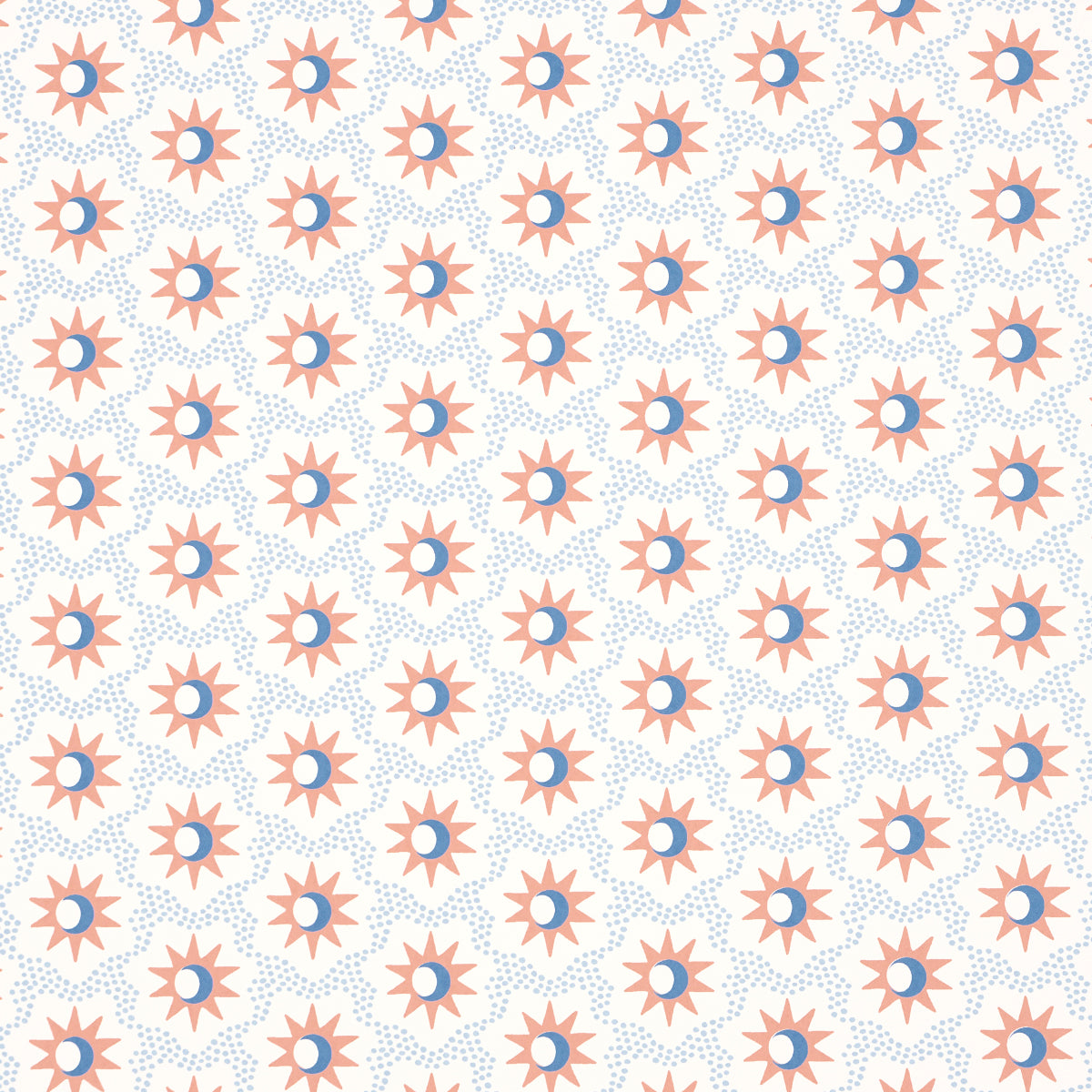 Lucie wallpaper in clay and blue color - pattern number 5015761 - by Schumacher in the Domino Effect collection