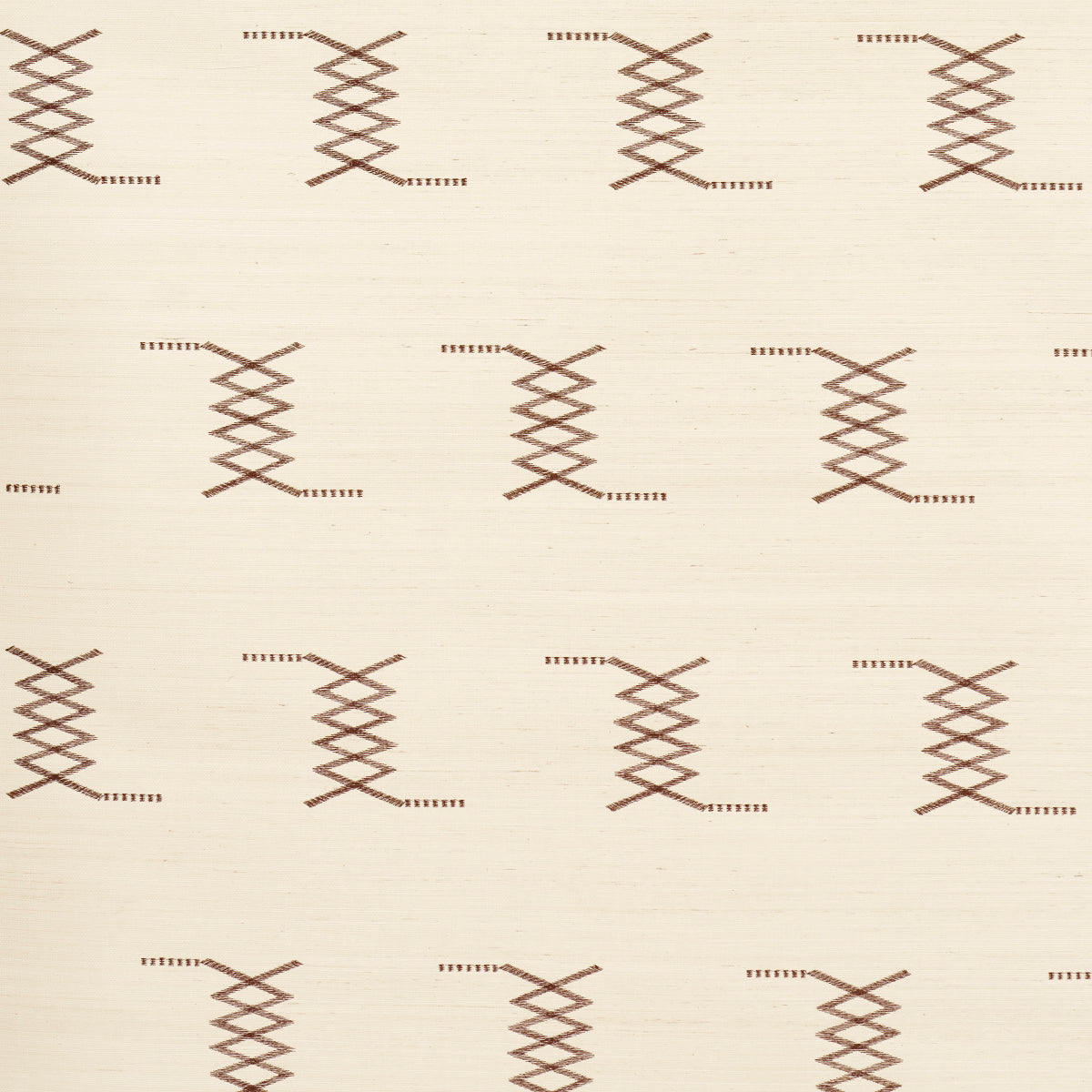 Kin Sisal Embroidery wallpaper in hazel on ivory color - pattern number 5015780 - by Schumacher in the Mesa Schumacher collection