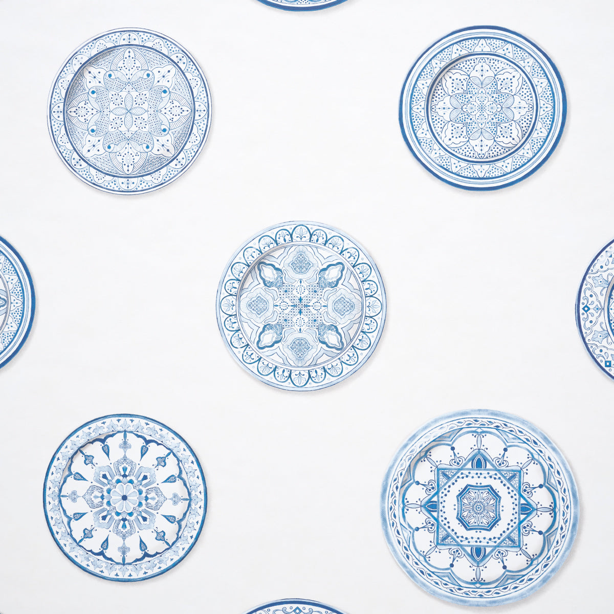 Montecito Porcelain wallpaper in indigo color - pattern number 5015840 - by Schumacher in the Mark D Sikes collection