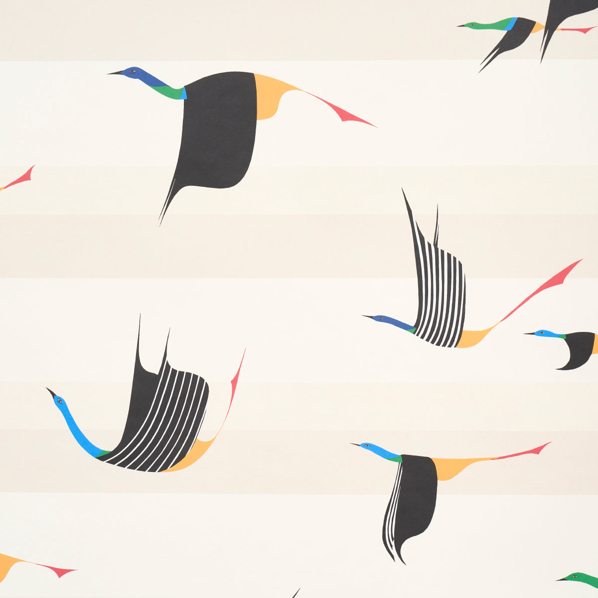 Flying West wallpaper in neutral color - pattern number 5015850 - by Schumacher in the Peg Norriss collection