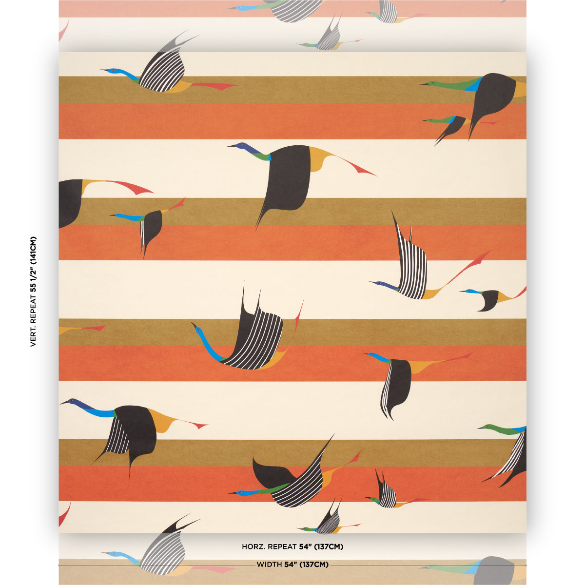 Flying West Wallpaper in orange color - pattern number 5015852 - by Schumacher in the Perennial Favorites collection