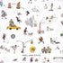 Joana Avillezs Street Scenes Peel and Stick fabric in multicolor on white color - pattern number 5016170 - by Schumacher in the The New Yorker collection
