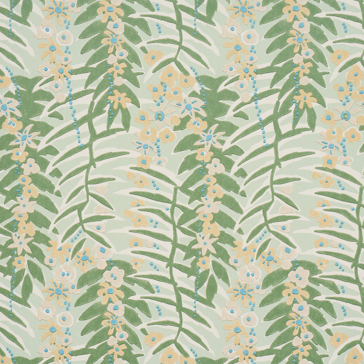 Ashbee Botanical wallpaper in aqua color - pattern number 5016250 - by Schumacher in the Craft Revival collection