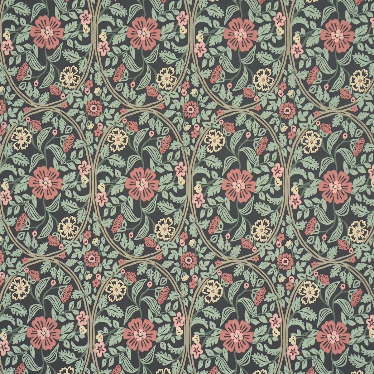 Garden Guild wallpaper in midnight color - pattern number 5016270 - by Schumacher in the Craft Revival collection